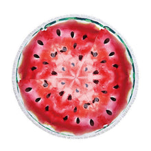 Charger l'image dans la galerie, Watermelon Orange Microfiber Round Beach Towel Fruit Thick Shower Bath Towels Summer Swimming Circle Mat Towel With Tassel 150cm