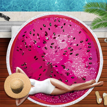 Charger l'image dans la galerie, Watermelon Orange Microfiber Round Beach Towel Fruit Thick Shower Bath Towels Summer Swimming Circle Mat Towel With Tassel 150cm