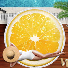 Charger l'image dans la galerie, Watermelon Orange Microfiber Round Beach Towel Fruit Thick Shower Bath Towels Summer Swimming Circle Mat Towel With Tassel 150cm