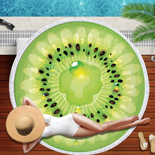 Charger l'image dans la galerie, Watermelon Orange Microfiber Round Beach Towel Fruit Thick Shower Bath Towels Summer Swimming Circle Mat Towel With Tassel 150cm