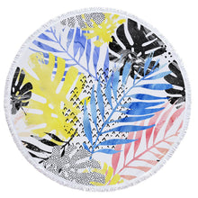 Charger l'image dans la galerie, Tropical Plants Printed Round Beach Towel Thick Shower Bath Towels Microfiber Summer Swim Circle Yoga Mat with Tassels 150cm