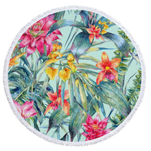 Charger l'image dans la galerie, Tropical Plants Printed Round Beach Towel Thick Shower Bath Towels Microfiber Summer Swim Circle Yoga Mat with Tassels 150cm