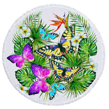 Charger l'image dans la galerie, Tropical Plants Printed Round Beach Towel Thick Shower Bath Towels Microfiber Summer Swim Circle Yoga Mat with Tassels 150cm