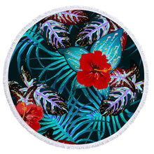 Charger l'image dans la galerie, Tropical Plants Printed Round Beach Towel Thick Shower Bath Towels Microfiber Summer Swim Circle Yoga Mat with Tassels 150cm