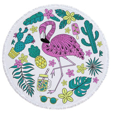 Charger l'image dans la galerie, Tropical Plants Printed Round Beach Towel Thick Shower Bath Towels Microfiber Summer Swim Circle Yoga Mat with Tassels 150cm