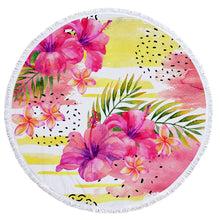Charger l'image dans la galerie, Tropical Plants Printed Round Beach Towel Thick Shower Bath Towels Microfiber Summer Swim Circle Yoga Mat with Tassels 150cm