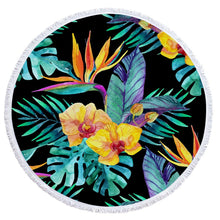Charger l'image dans la galerie, Tropical Plants Printed Round Beach Towel Thick Shower Bath Towels Microfiber Summer Swim Circle Yoga Mat with Tassels 150cm