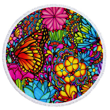 Charger l'image dans la galerie, Tropical Plants Printed Round Beach Towel Thick Shower Bath Towels Microfiber Summer Swim Circle Yoga Mat with Tassels 150cm