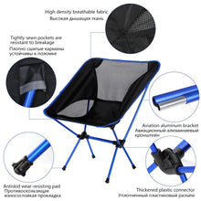 Charger l'image dans la galerie, Travel Ultralight Folding Chair Superhard High Load Outdoor Camping Chair Portable Beach Hiking Picnic Seat Fishing Tools Chair