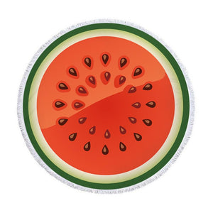 Watermelon Orange Microfiber Round Beach Towel Fruit Thick Shower Bath Towels Summer Swimming Circle Mat Towel With Tassel 150cm