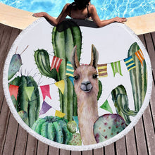 Charger l&#39;image dans la galerie, Tropical Plants Printed Round Beach Towel Thick Shower Bath Towels Microfiber Summer Swim Circle Yoga Mat with Tassels 150cm
