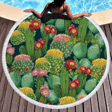 Charger l&#39;image dans la galerie, Tropical Plants Printed Round Beach Towel Thick Shower Bath Towels Microfiber Summer Swim Circle Yoga Mat with Tassels 150cm
