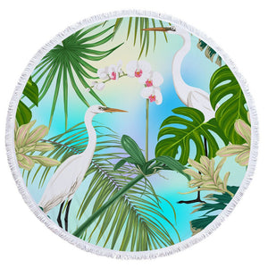 Tropical Plants Printed Round Beach Towel Thick Shower Bath Towels Microfiber Summer Swim Circle Yoga Mat with Tassels 150cm