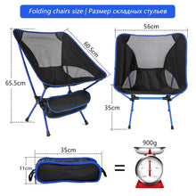 Charger l&#39;image dans la galerie, Travel Ultralight Folding Chair Superhard High Load Outdoor Camping Chair Portable Beach Hiking Picnic Seat Fishing Tools Chair
