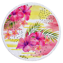 Charger l&#39;image dans la galerie, Tropical Plants Printed Round Beach Towel Thick Shower Bath Towels Microfiber Summer Swim Circle Yoga Mat with Tassels 150cm
